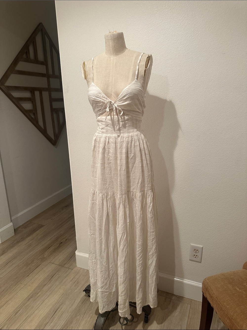 L*space Cream Maxi Tie-Front Sundress